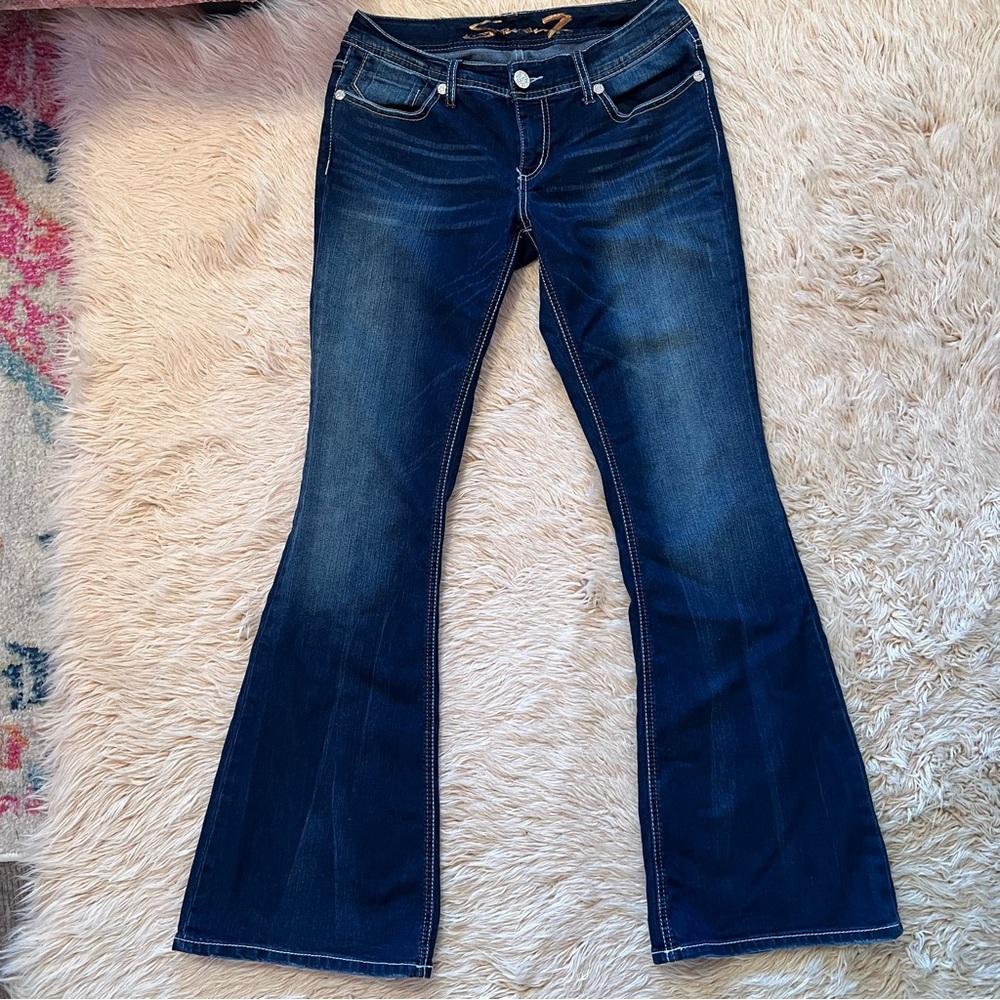 Seven7 Dark Blue Flared Jeans